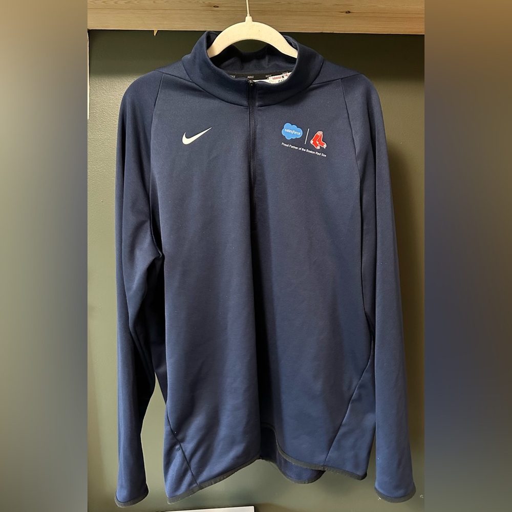 Nike Navy Dri-FIT Quarter-Zip Pullover with Red Socks and Salesforce Team Patch